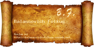 Balassovich Folkus névjegykártya